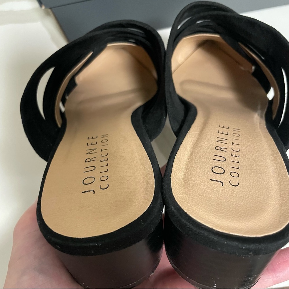 Journee Collection Black KALIDA MULE FLATS IN FAUX SUEDE - Picture 5 of 5